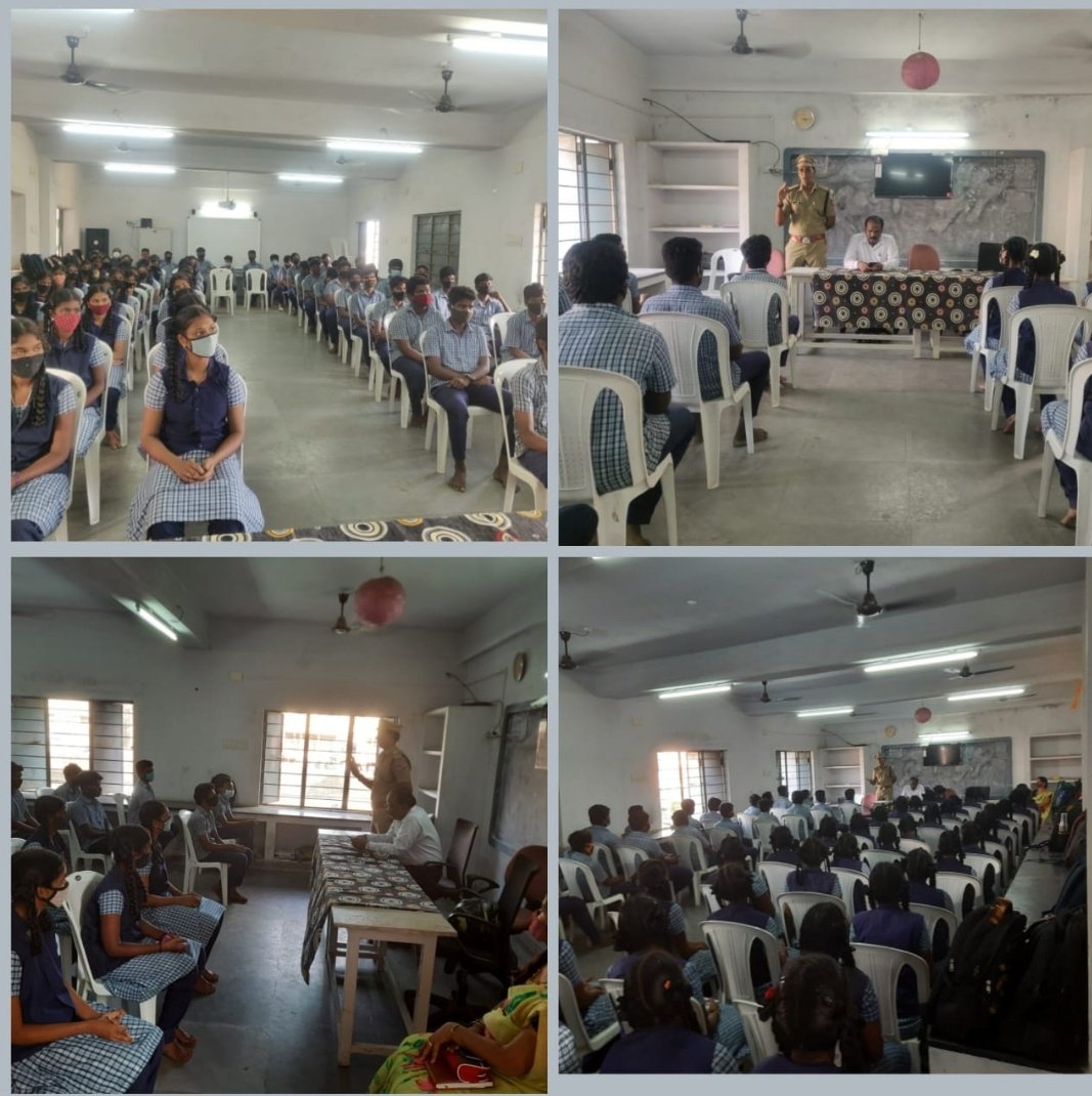 DrmChennai's tweet photo. Pursuant to this viral video, our RPF officers and staff at Gummidipoondi went to the Higher Secondary school, Kaveripettai, and conducted an awareness program for the students on the dangers of footboard travelling and performing such stunts. NEVER PERFORM SUCH STUNTS EVER! https://t.co/TblgLgV8Lu