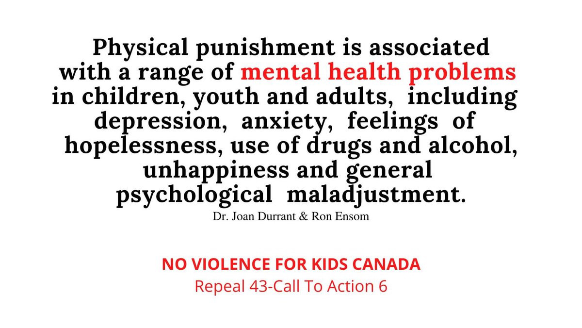 PickledTInker's tweet photo. #MentalHealth needs a lens of prevention to ensure kids have legal protection from violent discipline. #Children #Parenting #Endviolence #repeal43 #Childrensrights #mentalhealth #prevention 

25 Yrs of Physical Punishment Research: What Have We Learned? https://t.co/M8ZepHWvmA https://t.co/paCjeNv6Zp