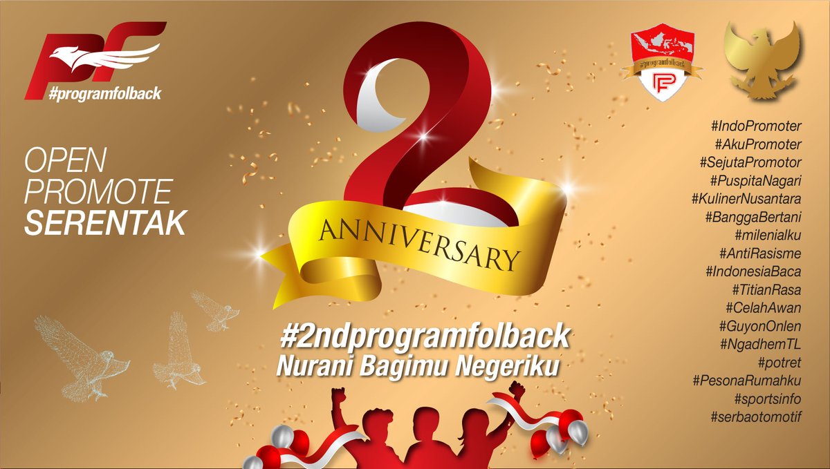 🌠✨ OPEN PROMOTE SERENTAK ✨🌠
Happy Anniversary #2ndprogramfolback

Kita jaga bersama keharmonisan NKRI ❤🇲🇨

Follow ⬇️
@herry_wl 

Cc ⬇️
@TheArieAir 
@wiwikherma 
@AzisDadun_ 
@Evie19101 

🔃❤Reply 
Nurani Bagimu Negeri
#programfolback
#SejutaPromotor