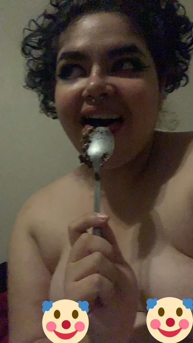 lottieflick's tweet photo. I moved out so I can have nights like this, vibing topless in my room monching on the best chocolate cake https://t.co/P2d44w1C14