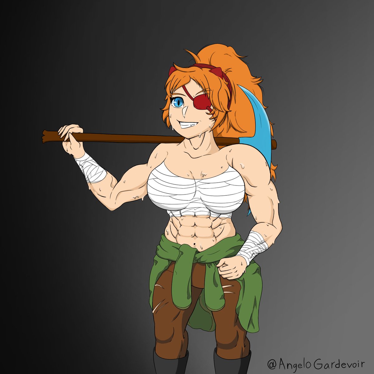 Tomboy Mines #abs #Minecraftfanart #musclewoman #muscle