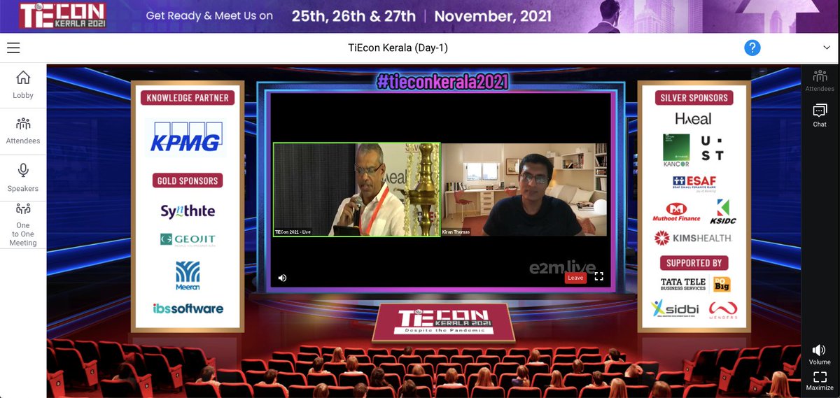 40+ speakers
1000+ delegates
50+ display areas for Technology Expo

e2m.live is the official event platform for the 10th edition of TiEcon Kerala 2021 by <a href="/tiekerala/">TiE Kerala</a>, the largest entrepreneurial conference in Kerala and among the largest in India.

#tieconkerala2021