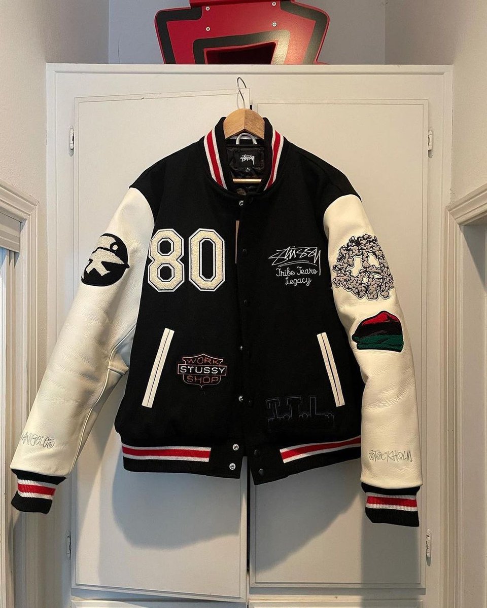 fullress's tweet photo. DENIM TEARS x STUSSY Leather Varsity Jacket (デニムティアーズ ステューシー レザー バーシティ ジャケット)

https://t.co/O0W6qyMmH7 https://t.co/dcWPWleCNB