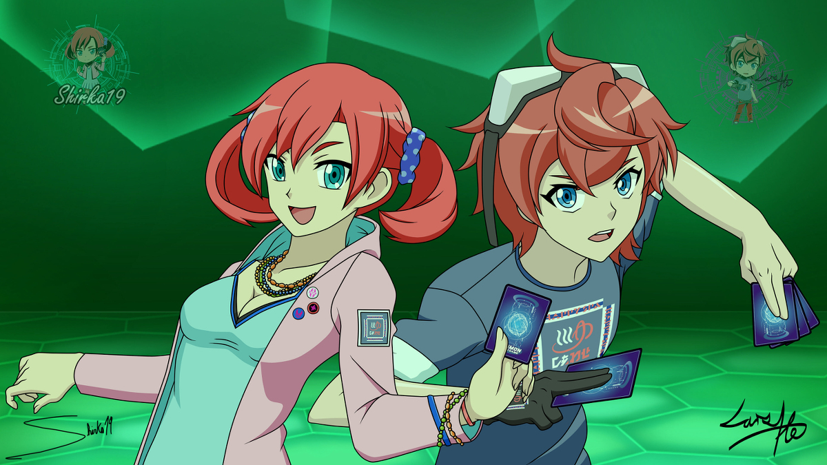 LarsAle25's tweet photo. Nokia &amp; Takumi with cards #DecodeRevival #デジモン #デジモンストーリーサイバースルゥース #相羽タクミ #白峰ノキア #カードファイト!!ヴァンガード #仮面ライダーリバイス https://t.co/Wyi9lJuhjq https://t.co/v58UrrRoBm