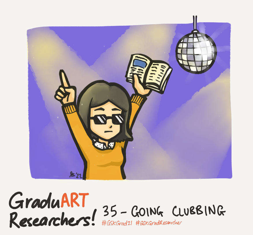 stephdoescience's tweet photo. Going clubbing is something, that as a #GSKGradReseracher, puts me right in my comfort zone... and by clubbing I mean journal clubbing, of course (seriously, what other kind of clubbing is a researcher going to do) #journalclub #GSKGrad21 #GraduARTResearchers https://t.co/ZkjzKUZmB6