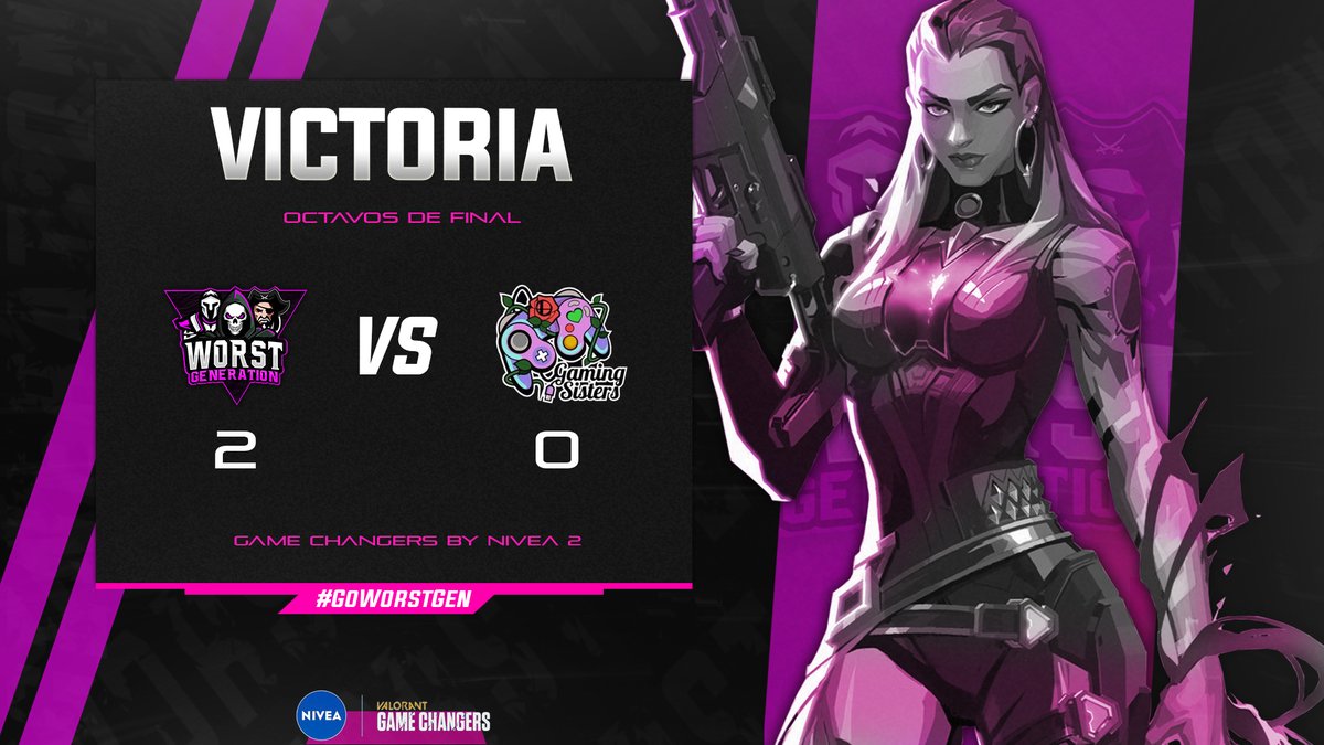 WorstGenGG's tweet photo. 🔥Victoria🔥
🟣Logramos seguir avanzando con esta victoria que nos coloca en cuartos de final.
GG para las chicas de @GamingSiisters
🟣El dia de mañana buscaremos la victoria para colocarnos en semifinal.📈
#GoWorstGen
#WGen https://t.co/VEfkJssAKS