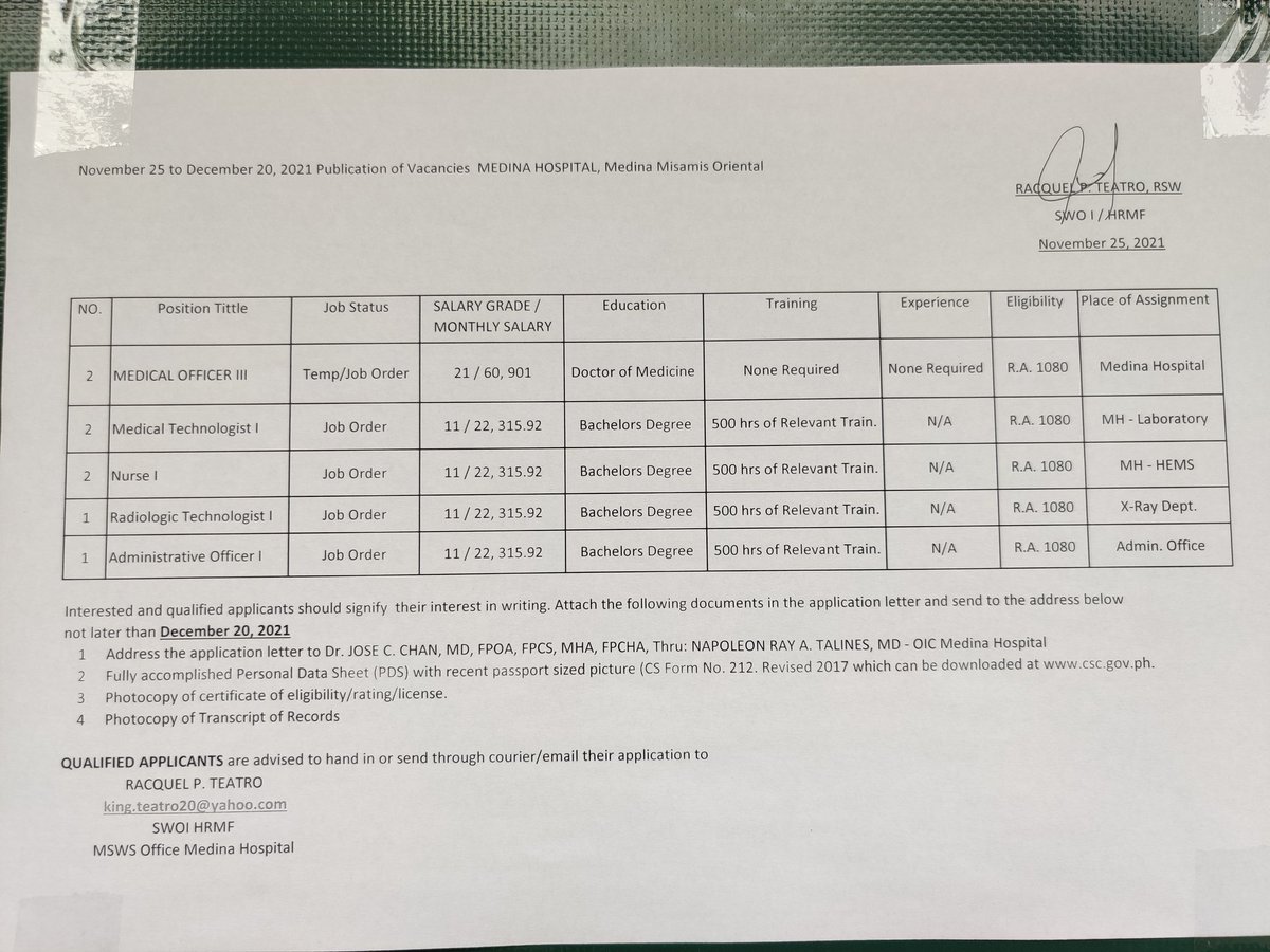 Jeeeeeeeeeennny's tweet photo. HIRING MEDINA HOSPITAL PANG APPLY MO CHILL RA DARI https://t.co/YVq3Garl1d