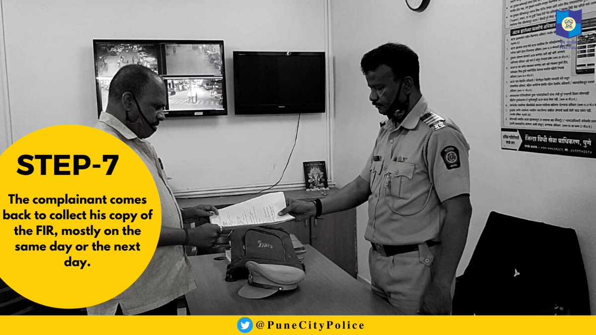 PuneCityPolice's tweet photo. We are committed to keep the citizens aware on every aspect of the #FIR process under this campaign.

We covered the first 4 steps you encounter while filing an FIR in our last post. Here are the final 4 steps of the same. 

मराठी भाषेतील माहितीसह पुन्हा भेटू..

#KnowYourRights https://t.co/X7AF9hHQLH