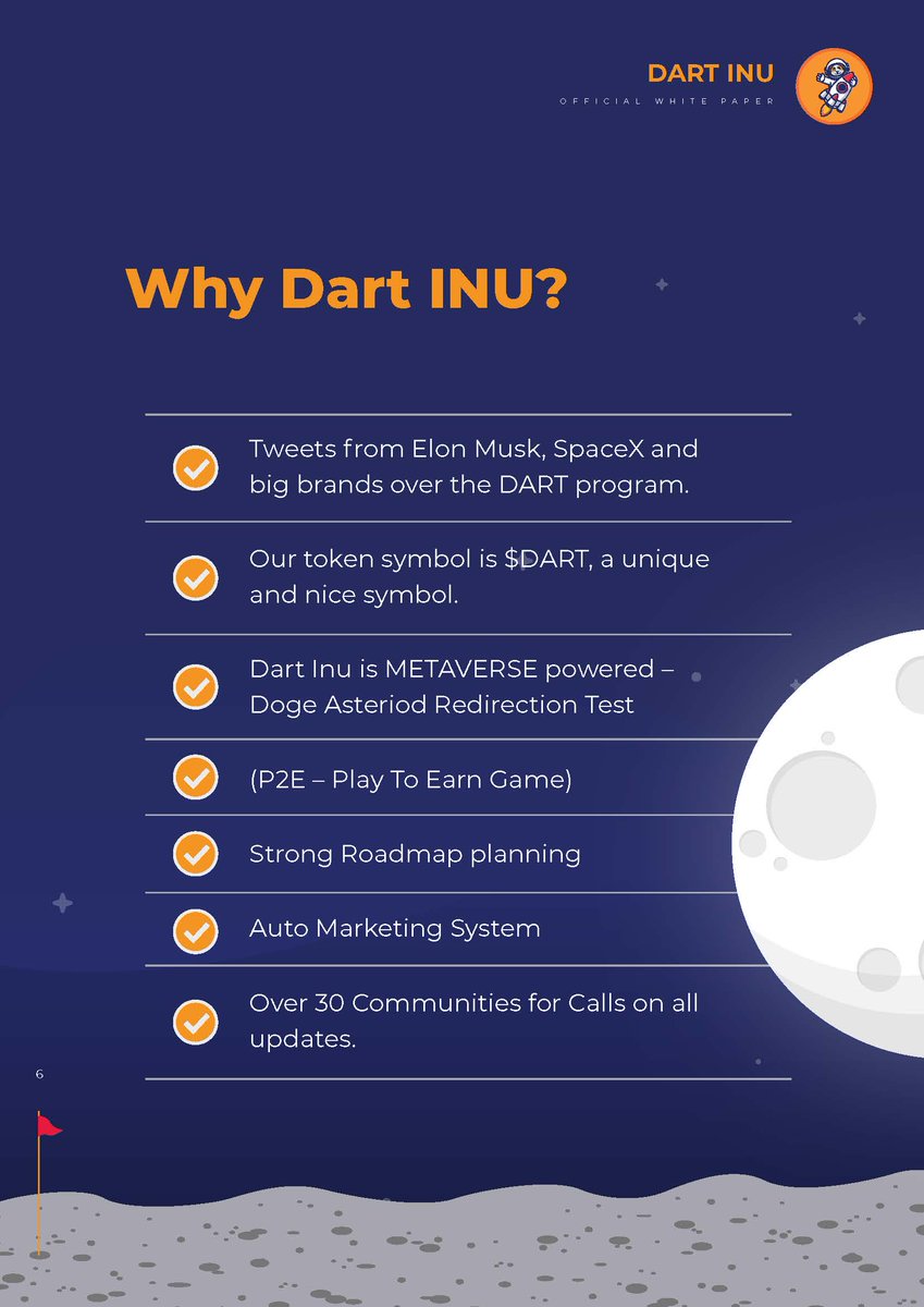 DartInu_bsc's tweet photo. Project #DartInu whitepaper is up.

@elonmusk #dogecoin #FLOKI #SHIBARMY #DOGE #dogelon #Hellbound #DARTMission #BSCGems #BSCGem #BNB #BabyDogeCoin #DogeZilla https://t.co/IvIQ1bAlC7
