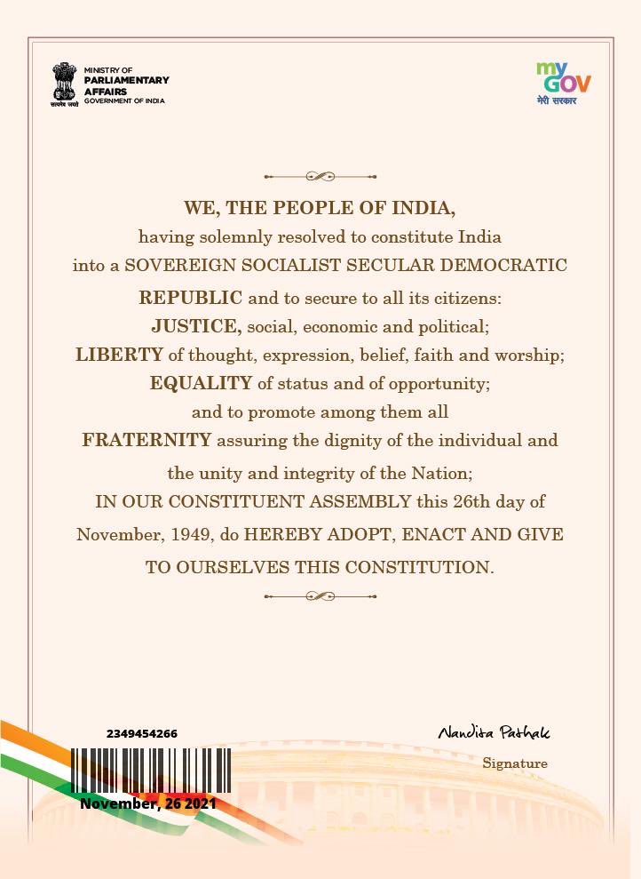 nanditapathak07's tweet photo. #संविधानदिवस #ConstitutionDay2021 #ReadThePreamble https://t.co/7iAbJK9oaM