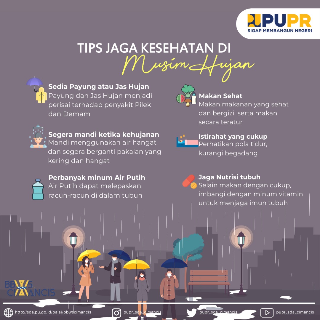 bbwscimancis's tweet photo. Naah sobat cimancis...sebelum langit menurunkan hujan, yuuk disimak tips menjaga kesehatan di musim hujan versi mimin.. 
Tapi menurut mimin si masih kurang 1 tips yaa..yaitu perhatian dari orang tersayang eaaa https://t.co/6g2X0cyHfs