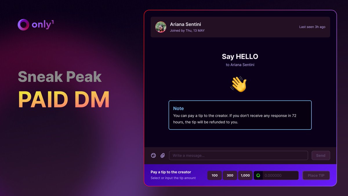 Try_Wink's tweet image. Say Hello 👋 To the future of social media

Sneak Peak! What do you think? 

Paid DM 🗨️ Attach tip on your message, they only receives the tip if they respond.
