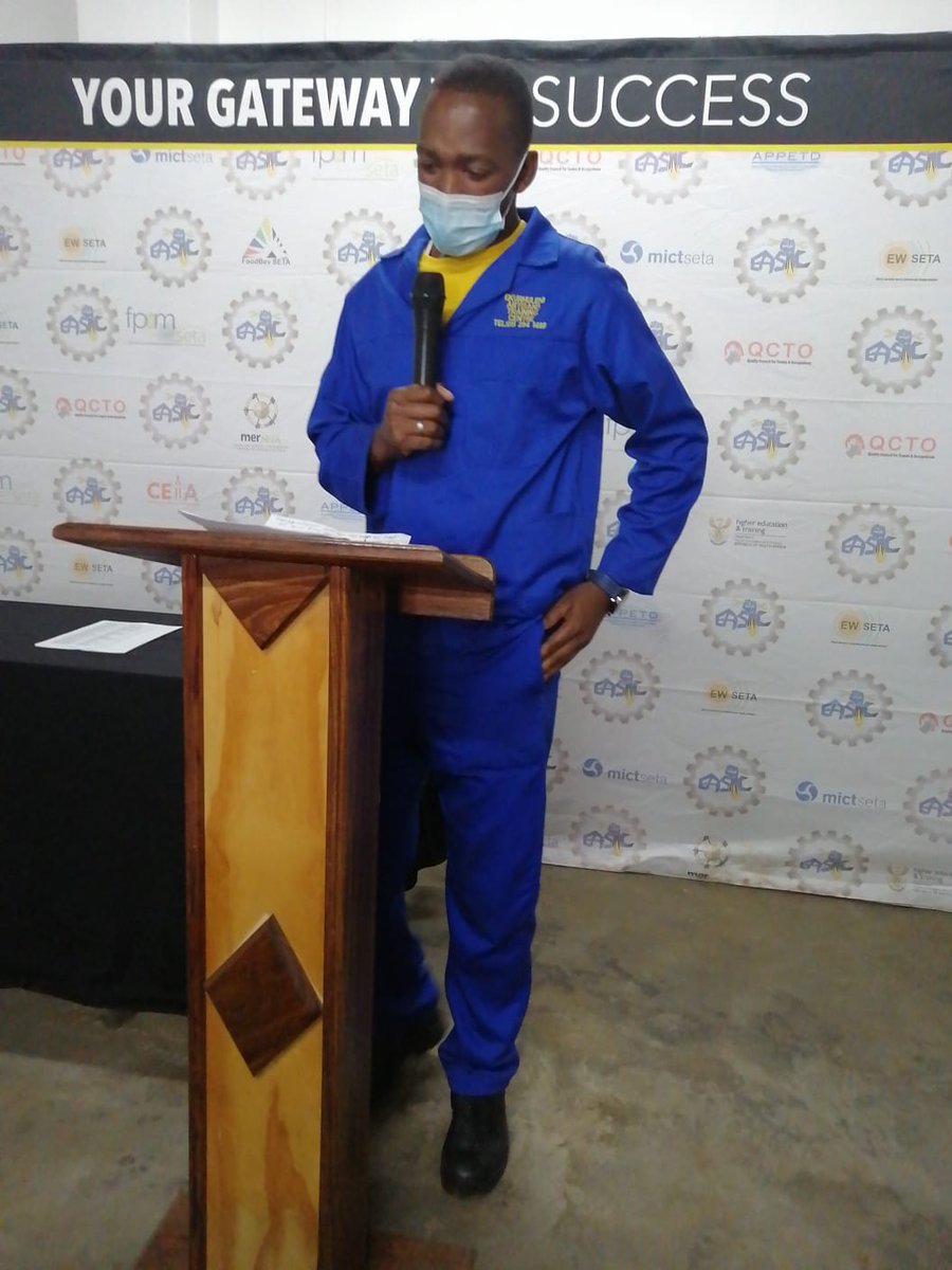 ExxaroResources's tweet photo. "A lot of young people from our community wanted to be here. We appreciate this training opportunity. We are more knowledgeable now, we are prepared to change our lives for the better" says Percy Khumalo #ExxaroGraduation #EASTC #PoweringPossibility https://t.co/e4sq58YHI7