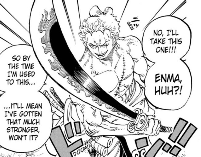 Feral 🎄 on X: Zoro states that to use Enma and “get used to” it would  make him much stronger. This is the key part of this chapter. Zoro thought  he was