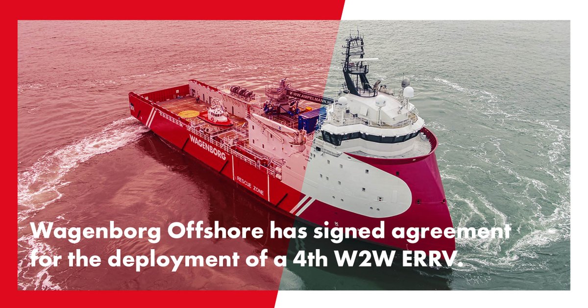 Wagenborg Offshore has signed an agreement for the deployment of a 4th W2W ERRV. This fourth w2w vessel will be operated by Wagenborg Offshore as a standby and support vessel for inspection and maintenance of unmanned platforms in the southern North Sea. wagenborg.com/news/wagenborg…