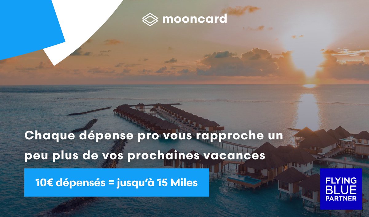 Mooncard propose à tous ses porteurs de carte de cumuler des Miles Flying Blue pour chaque dépense professionnelle ! 🎁
Ici 👉hubs.ly/H0_G05m0

---
Mooncard offers all its cardholders the chance to earn Miles for every business expense 🎁  
 Here 👉hubs.ly/H0_FMq90