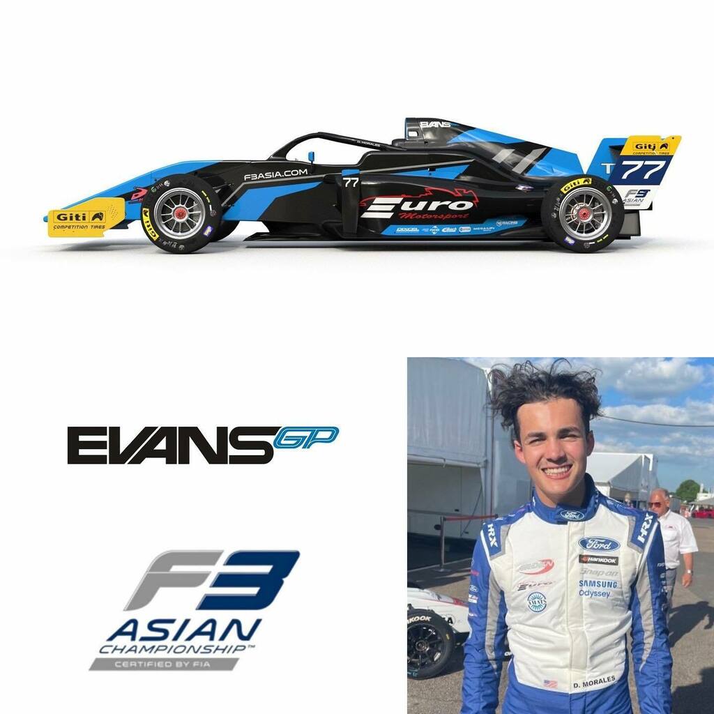 evansgrandprix's tweet photo. Evans GP is pleased to announce the signing of American rising star, David Morales, who will join its Formula 3 team for the 2022 F3 Asian Championship season. 

🔗 in bio for full story

#EvansGP #AsianF3 #USA https://t.co/aXyUOO2CpS