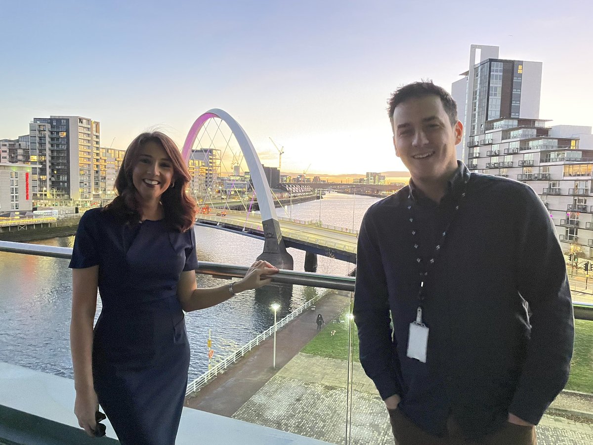 GregOckrim's tweet photo. Busy week spent producing the @GMB headlines for Scotland (with @STVCourtney &amp; @MartynBrown_) getting my first report on air and making the most of the views at @STVNews Glasgow HQ 👌🏻☀️ https://t.co/41SwPBfoFH