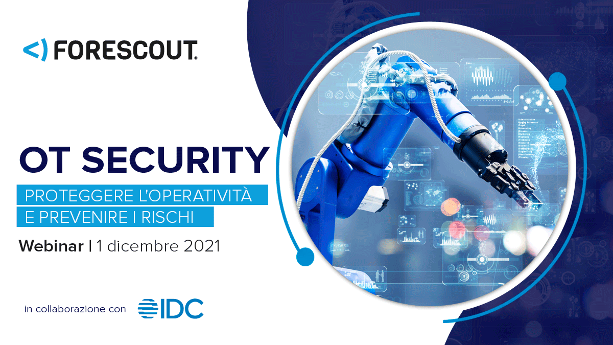IDCItaly's tweet photo. Dove gli ambienti #IT e #OT si interconnettono, le imprese devono attivare capacità avanzate di monitoraggio e rilevazione delle minacce per salvaguardare l'operatività.

Parleremo di #OTSecurity in questo nuovo webinar di IDC e @Forescout. Seguilo qui ➡ https://t.co/1Gxgj3Vc9R https://t.co/Yqi2bvcT9W