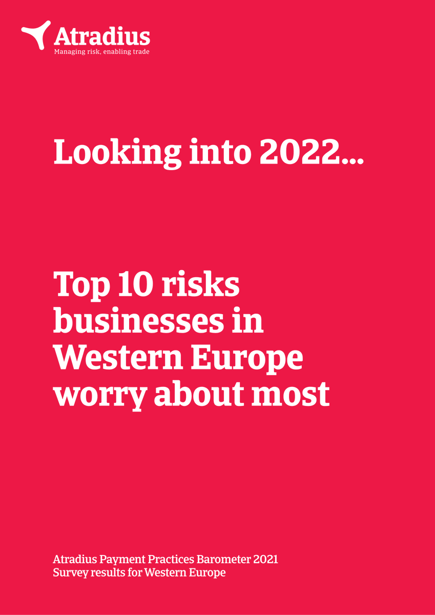 atradius's tweet photo. Top ten risks businesses in Western Europe anticipate in 2022.

Learn more about payment behaviour and default risk in our latest coverage for the region https://t.co/jol9aPK6wF

#paymenttrends #economy #economicoutlook #westerneurope #businessrisk https://t.co/S5ICRGfH28