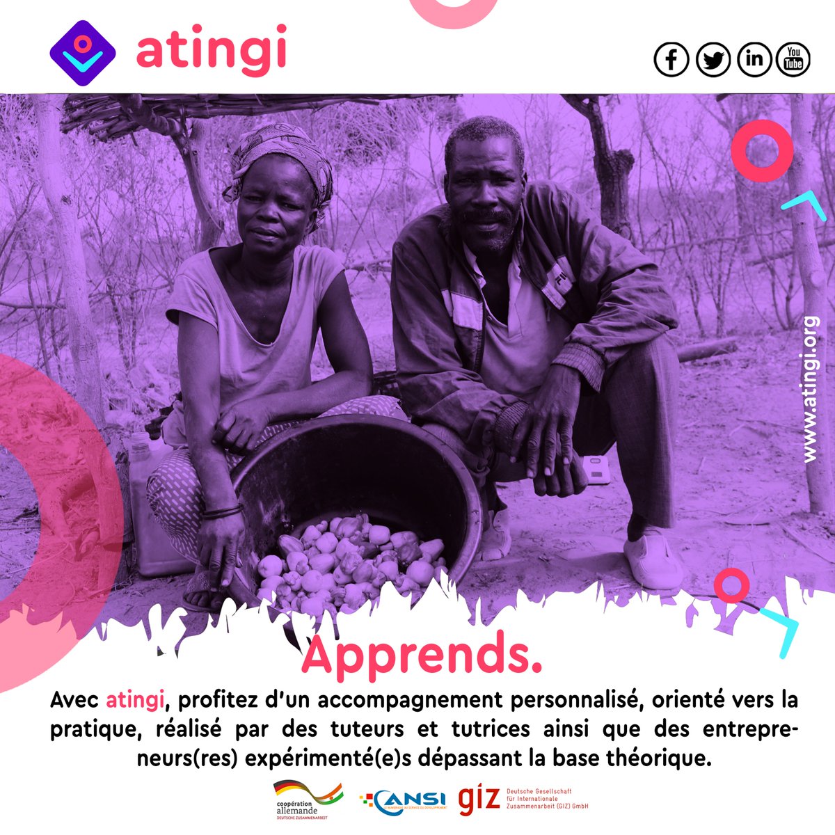 AtingiNiger's tweet photo. Avec atingi, profitez d’un accompagnement personnalisé, orienté vers la pratique, réalisé par des tuteurs et tutrices ainsi que des entrepreneurs(res) expérimenté(e)s dépassant la base théorique. https://t.co/XcutnTXOS1
#atingi
#GIZ
#AfricaCloud https://t.co/CryhzN6HaM
