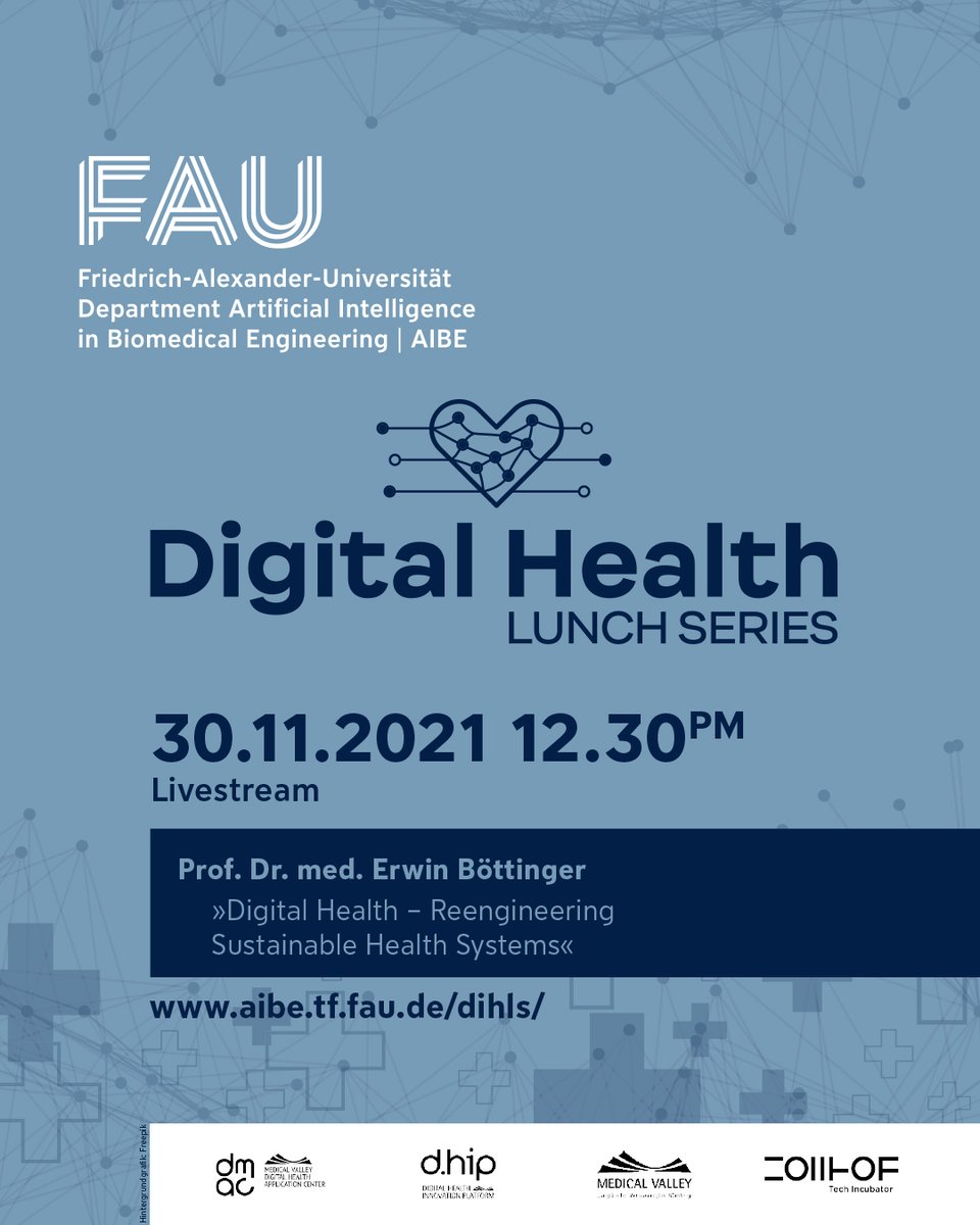 medicalvalley's tweet photo. 📢 #DigitalHealthCommunity nicht vergessen: Nächsten Dienstag startet @MV_dmac die Digital Health Lunch Series (#DiHLS)! 🚀
Meldet euch jetzt kostenlos zum Livestream der ersten Veranstaltung "Digital Health – Reengineering Sustainable Health Systems" an! https://t.co/QXMEAJVkOq https://t.co/D69gKFZc3U