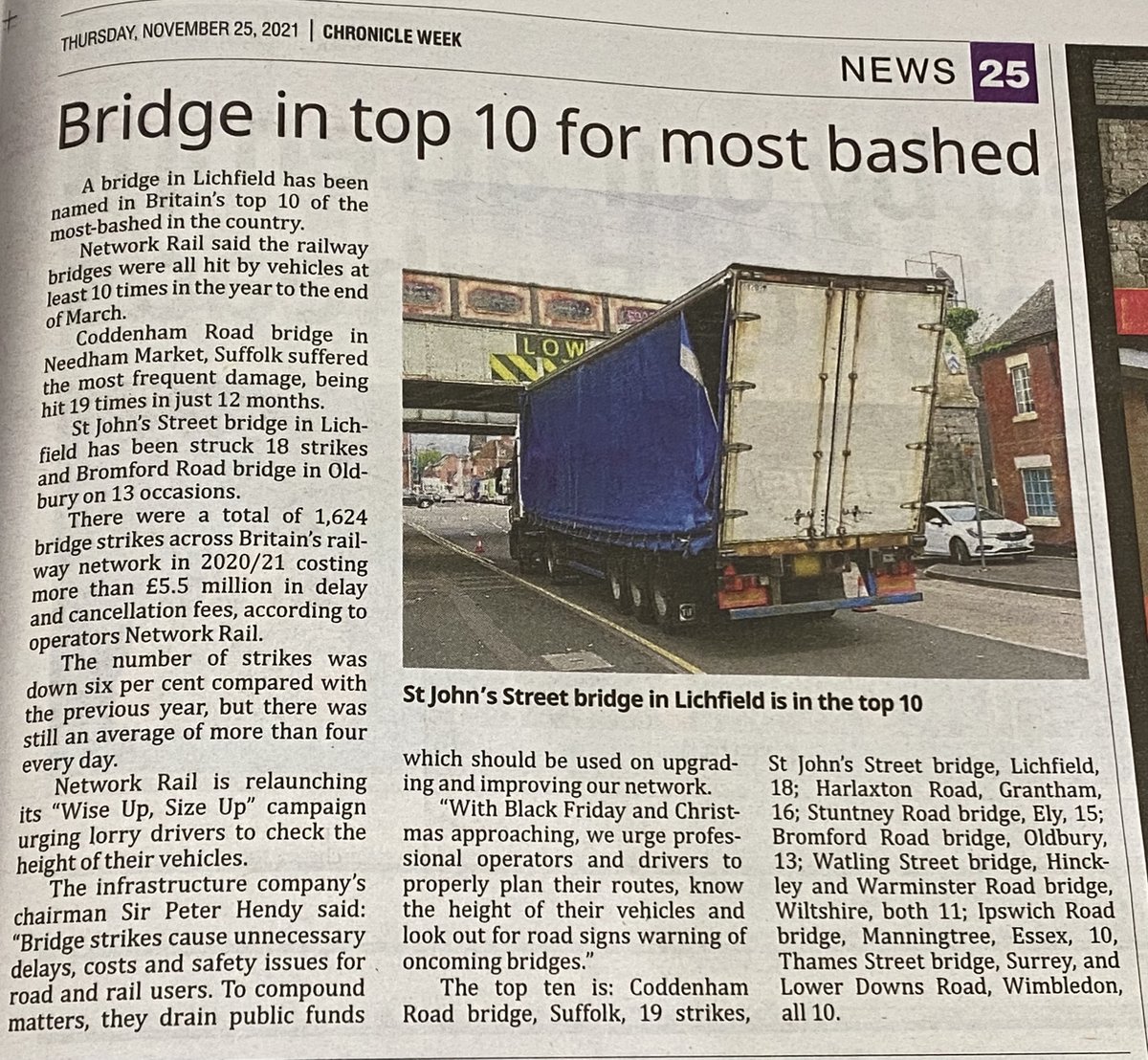 A piece from #LichfieldChronicle about me #bridgesafety