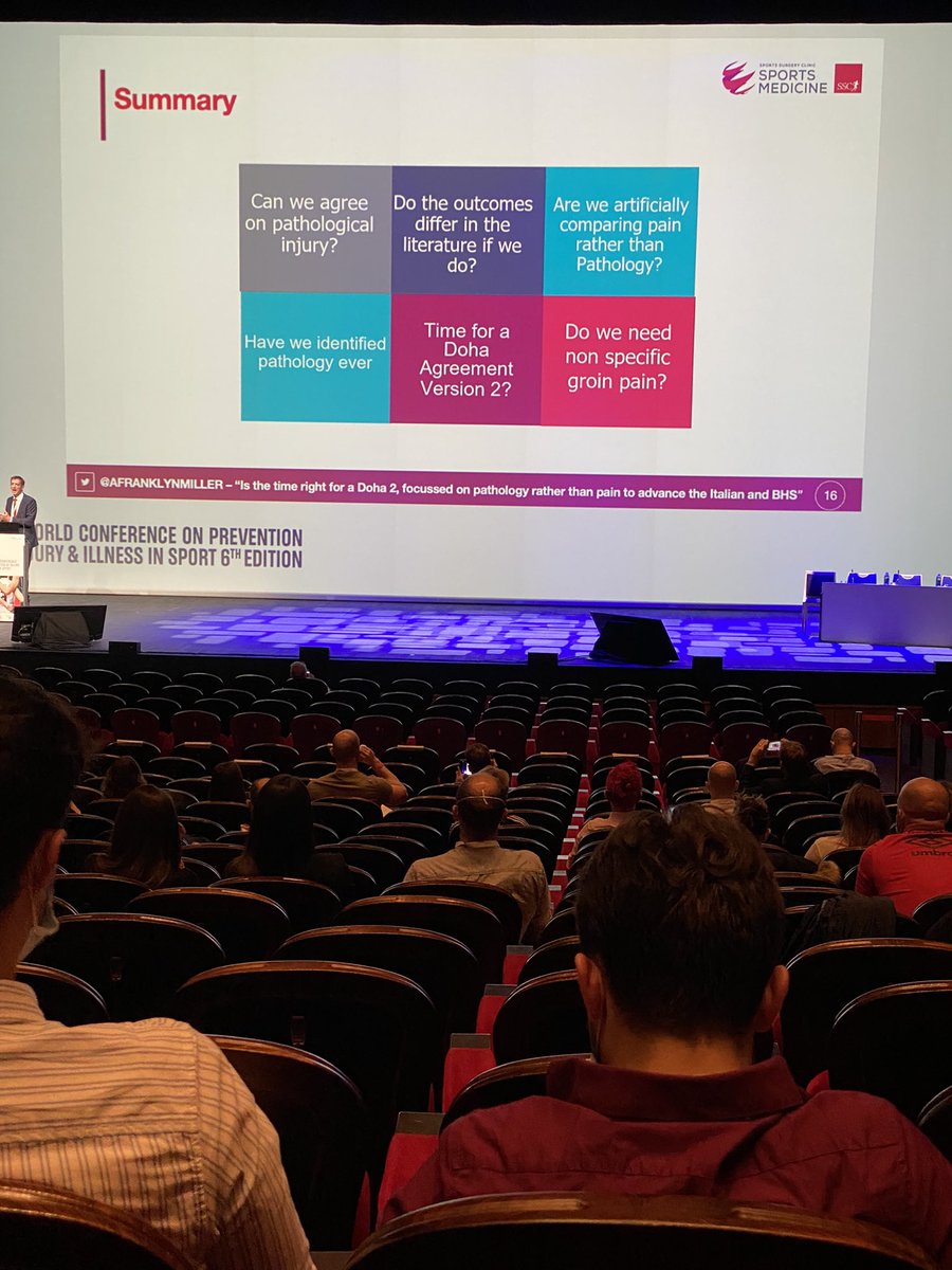 Groin pain in athletes: do we need a “non specific groin pain” nomenclature for groin pain as well as back pain? We need to identify patients who do better with surgery vs better with rehab. Do we need a Doha 2 agreement?!? <a href="/afranklynmiller/">Dr. Andy Franklyn-Miller</a> <a href="/sscsportsmed/">SSC Sports Medicine</a> <a href="/IOCprevConf/">IOC WORLD CONFERENCE</a> #IOCprev2021