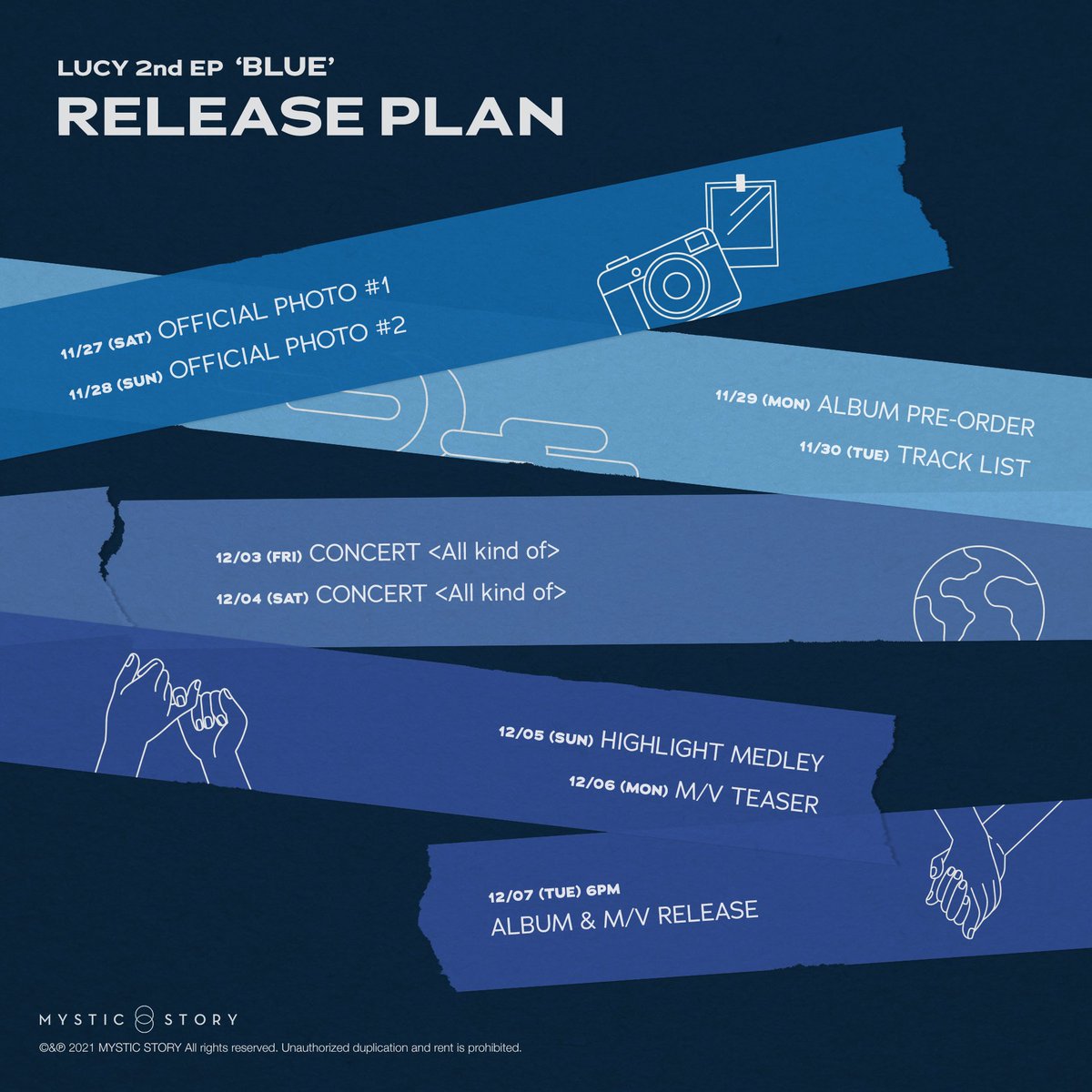 BandLucy_fr's tweet photo. 『2021.11.26 ‐ COMEBACK』

Le planning du comeback de #LUCY a été dévoilé ! 
Rendez-vous demain pour les premiers teasers 💙

-Amy https://t.co/yeAGWwp3BY