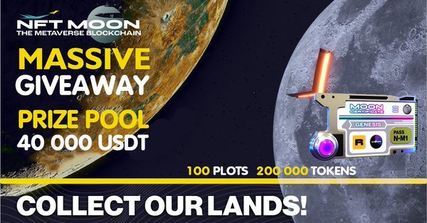 🔰 Moon Metaverse Massive Giveaway 
🎁 Total Reward Pool: 100 Plots + 200,000 Tokens
👥 Price Pool: 40,000 USDT
🧶 Rate: ⭐️⭐️⭐️⭐️⭐️

📚 Airdrop Link: gleam.io/fSpb7/nft-moon…

🔹 Complete All Tast on Airdrop Page #AirdropRampage