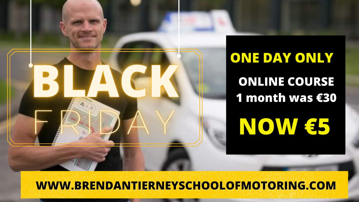 bennytierney's tweet photo. 🔥 HUGE DISCOUNT - ONE DAY ONLY
My 1 Month Online Video Course is €5 (was €30) for ONE DAY ONLY!!
Valid til midnight Friday 26th November.
➡️ Sign up here: https://t.co/HtpkOJLaqo
#sligo #learntodrive #drivinglessons #learntodriveireland #drivingtest #learnerdriver https://t.co/oaIUQXfO7y