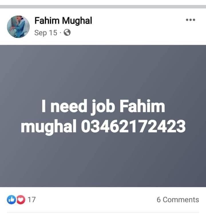 CrkamilArif's tweet image. فیصل مغل نوکری کی تلاش کرتے کرتے بچوں کی روز کی بھوک کی تکلیف برداشت کرتے کرتے دلبرداشتہ ہوکر خودکشی کرگیا #INEEDJOB #faisalMughal