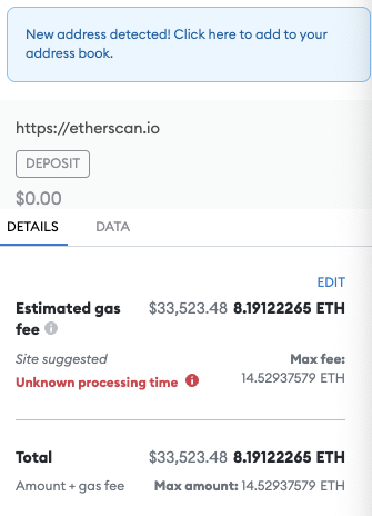 _fictionAI_'s tweet photo. Any devs familiar with why metamask sometimes gives such high gas estimations? https://t.co/M7Nc7VQ8Nn