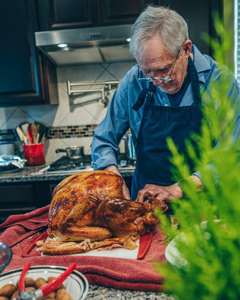 David Karney, MD. Turkey Carver. 50+ years of medical experience makes for a quick bird breakdown. Love this tradition. Love you dad! instagr.am/p/CWuaFi8MHzp/