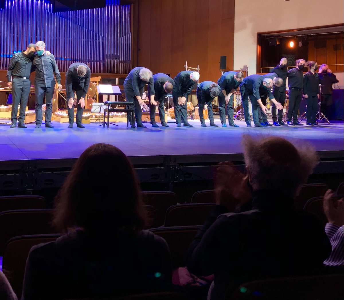 When you're supposed to bow but are just too happy and hug instead! #EvergreenClubContemporaryGamelan &amp; #Sextrum in Montréal for "FusionPoint". This concert of New Music for Gamelan, Suling, &amp; Percussion comes to ⁦<a href="/musicgalleryTO/">The Music Gallery</a>⁩ Nov27 &amp; 28 showclix.com/event/fusionpo…