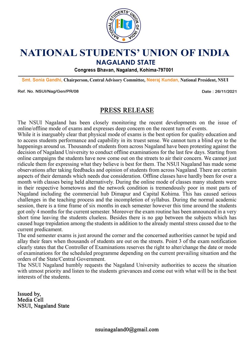 ovung_e's tweet photo. NSUI Nagaland Press Release. https://t.co/cpz4axVPvI