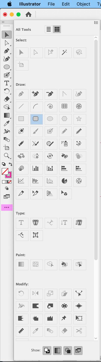 Two significant experience improvements to #Ilustrator's toolbar. 1) The tools drawer is now in default grid view (more visual). And... 2) you don't have to add a tool from the drawer to use it. Just pick from drawer and use, the toolbar will temporarily load it. <a href="/AdobeDesign/">Adobe Design & Layout</a>