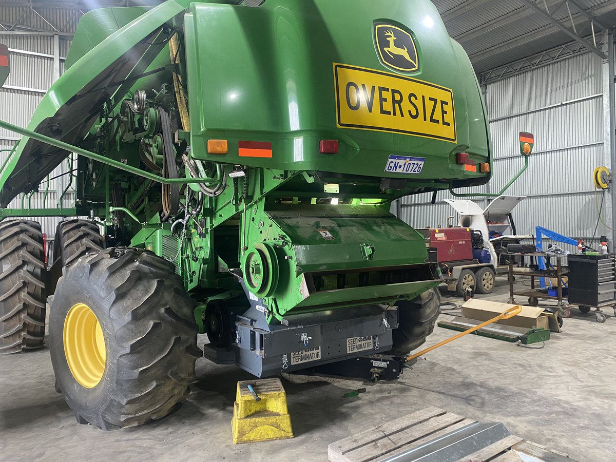 Happy with the outcome of a last minute job before #Harvest2021 and a fair bit of engineering and fitting up a <a href="/seed_terminator/">Seed Terminator</a> to a 9870STS. Works well so far 👍