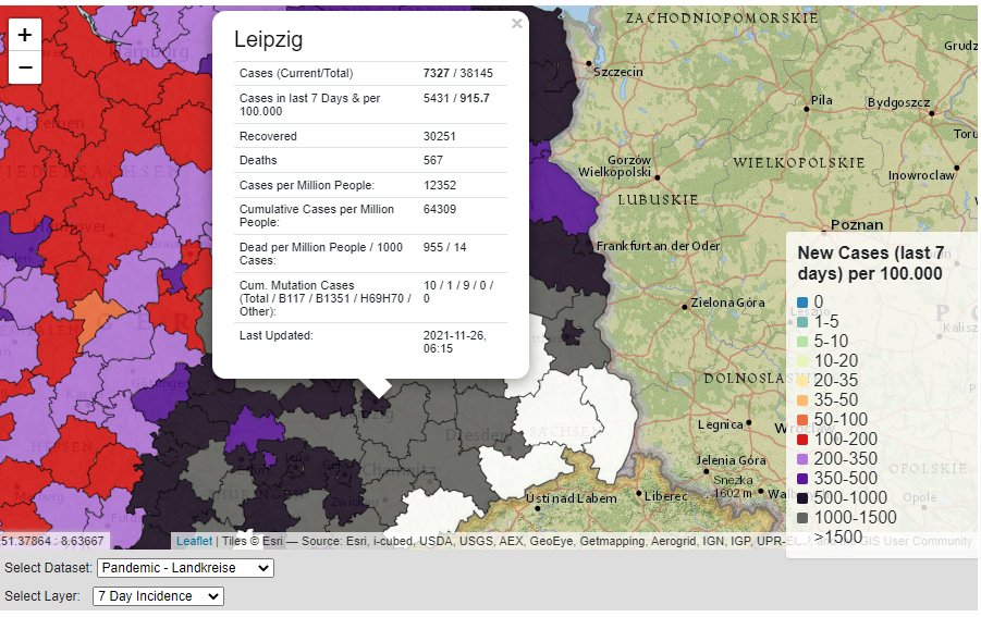 feltel's tweet photo. In #Leipzig liegt die 7T-Inzidenz am 26.11. lt. #Risklayer bei 915,7 und lt. #RKI-Dashboard bei 828,0. Am Vortag lagen die Werte bei 911,0 bzw. 869,1. #CoronaSN
Warum unterscheiden sich die Werte? Siehe https://t.co/qZCIdkAAbe https://t.co/MggVYzP34h