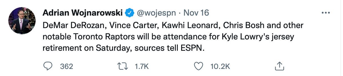 CSMSocial's tweet photo. 😱👀

According to @wojespn, many Toronto Raptors greats will be in attendance for Kyle Lowry's jersey retirement ceremony. 7⃣ https://t.co/bltdA40mKh