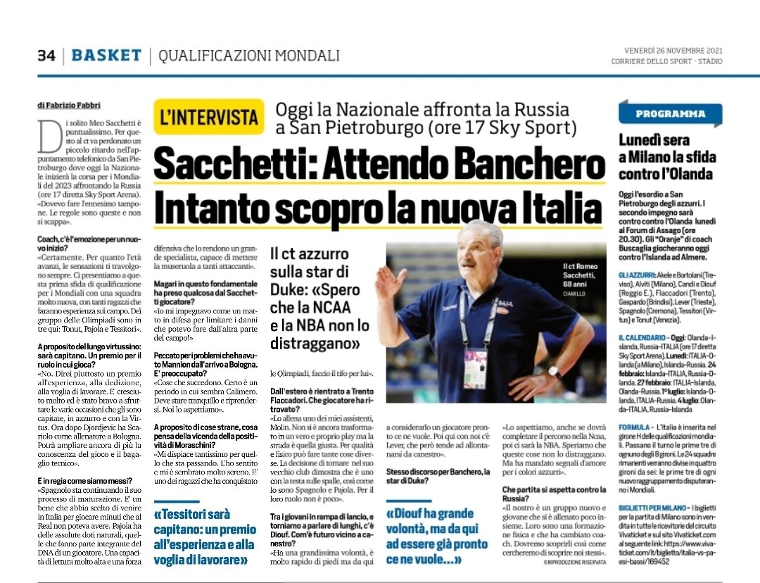 FabFabbri64's tweet photo. Inizia la corsa per i #mondiali2023
#meoscchetti e un @Italbasket con facce vecchie e nuove
#Tessitori
#Diouf
#Pajola
#Spagnolo
#Mannion
#Moraschini
#Flaccadori
#Banchero
#Ncaa
#NBA
#pallacanestro 🏀🏀
#basketball 🏀🏀
@LegaBasketA
@dukebasketball
@NCAA
@NBAcom
@CorSport https://t.co/T0bmEWLpGd