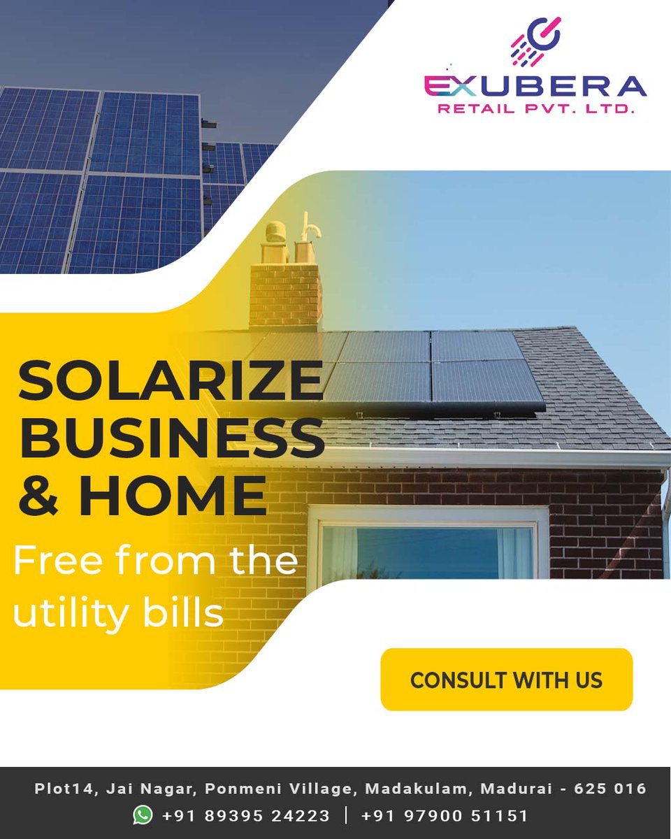 Solarize your business & home to reduce the utility bills !!

#exubera #madurai #solarenergysource #solarenergy #solarpower #solarsource #solarpanelenergy #solar #sunenergy