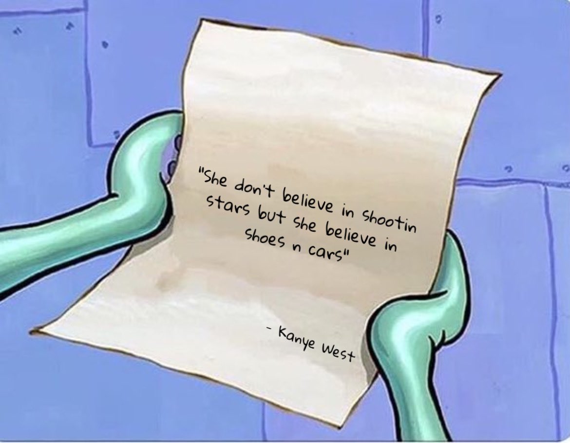 Repressalier Rå forurening squidward holds ur favorite lyrics on Twitter: "“Flashing Lights” - Kanye  West https://t.co/ay43QUK7Y5" / Twitter