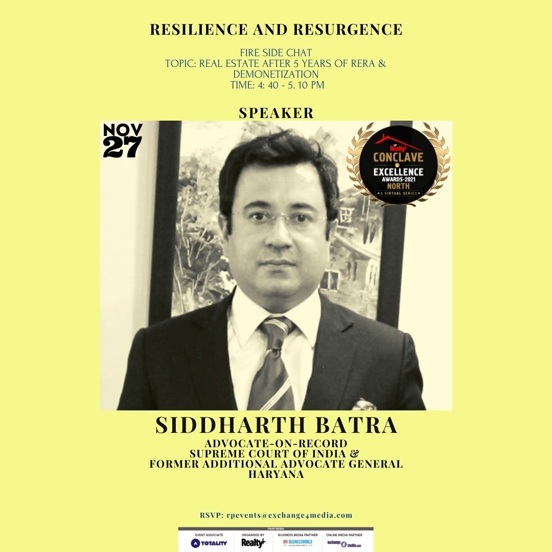 imSBatra's tweet photo. I’m delighted to be speaking at the 13th Realty+ Conclave &amp; Excellence Awards-2021,Topic ‘Fireside Chat-Real Estate After 5 Years of RERA &amp; Demonetization ’ on Saturday, 27th November 2021 at  4.40 PM. To register for the event, click here: https://t.co/hVmSpKRcFQ @RPRealtyPlus https://t.co/rxk77xcGvE
