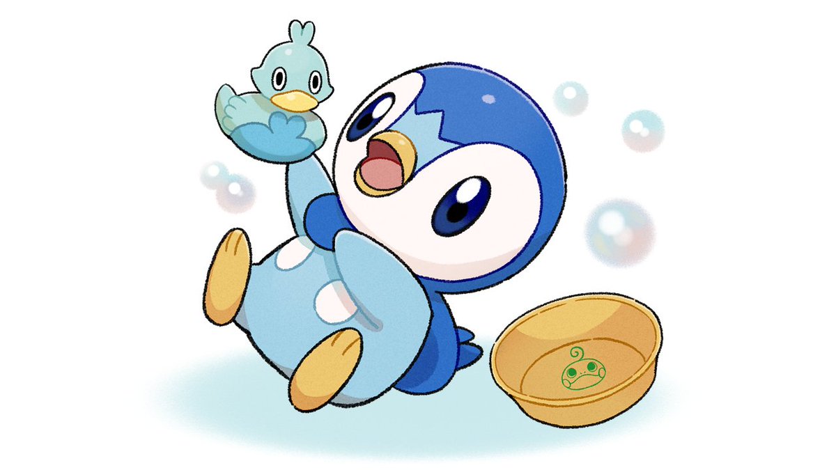 piplup pokemon (creature) no humans tongue open mouth bubble toes blue eyes  illustration images