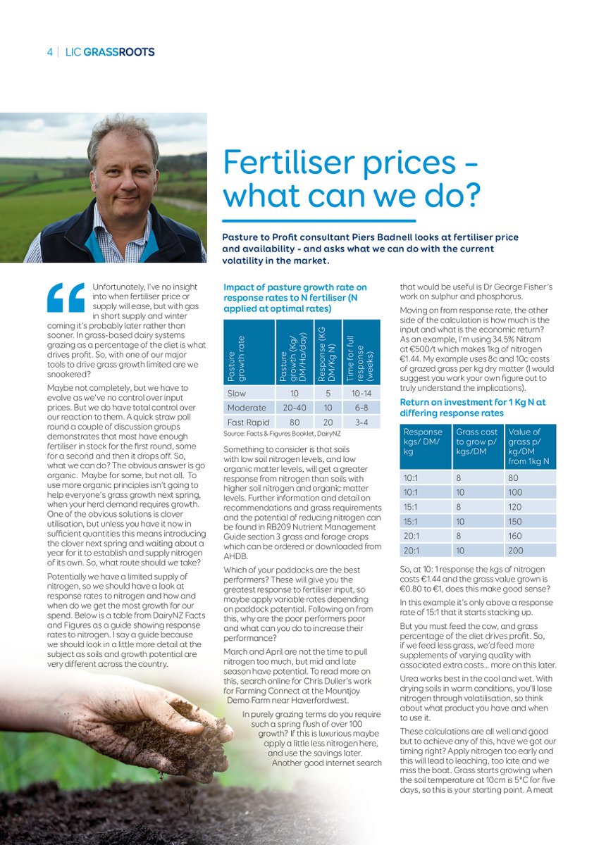 LIC_UK_Ltd's tweet photo. Some really interesting information here, with fertiliser prices continuing to rise.  Read what LIC's Pasture to Profit consultant Piers Badnell has to say https://t.co/Dtsd85v9nk