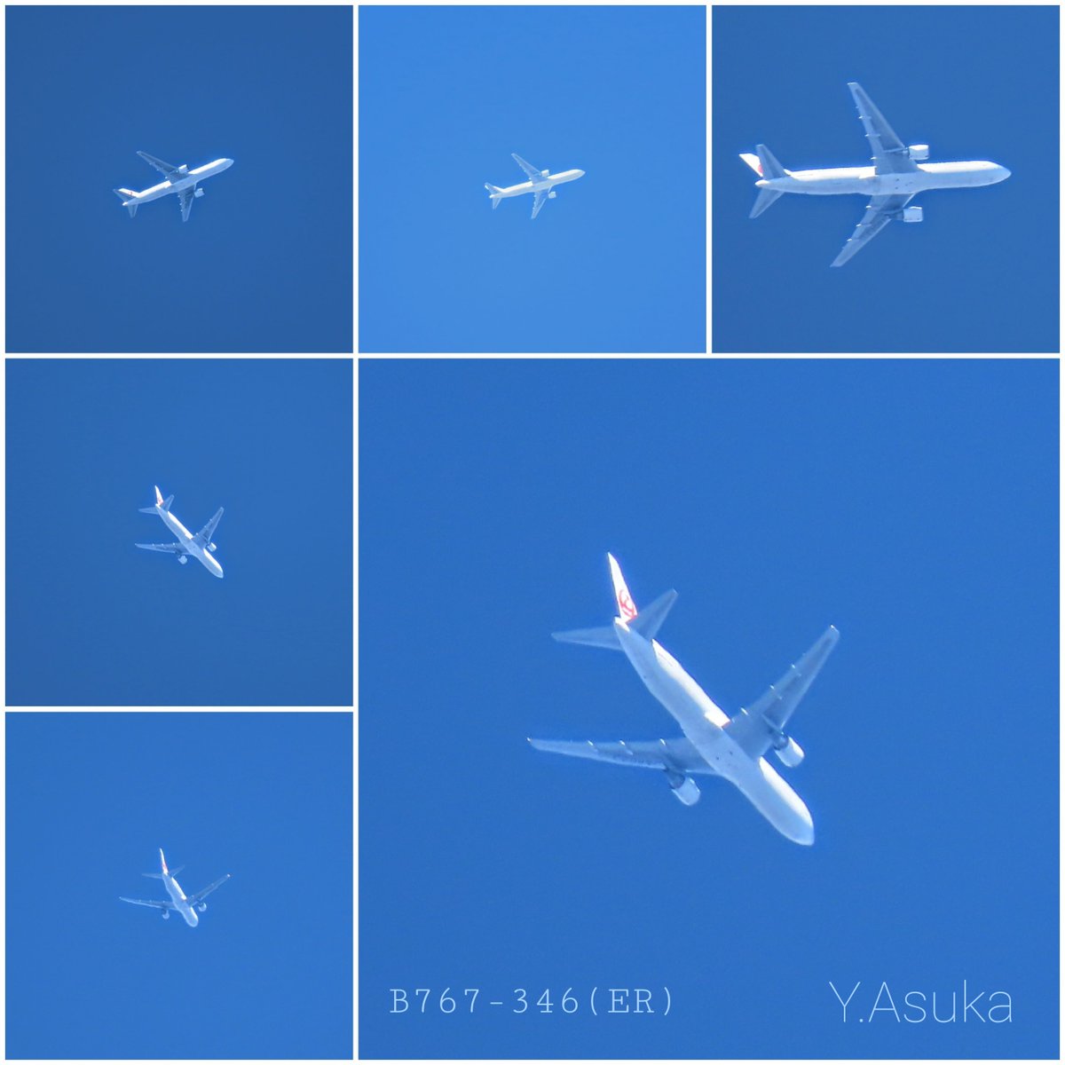 yumeasutw's tweet photo. 青空を行く✈️

白い🌖 #モーニングムーン が残る
視界良好の朝空を
新千歳空港を目指し
快調に飛び行く #飛行機 ✈️

#JAL
#B767_346ER
#空の名前
#青空
#月 #moon
 #a2021 #a1126 #a202111 #a2021114 https://t.co/6M4ROfXiEQ