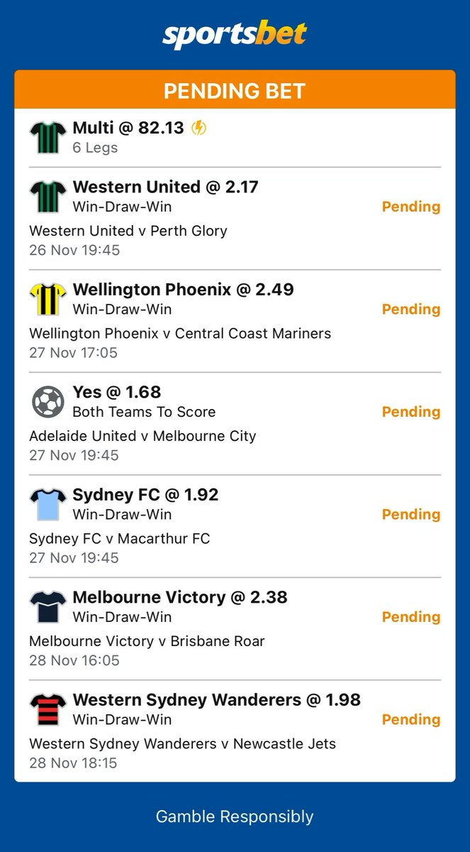 ausportstrends's tweet photo. #billystips this week.

He couldn’t decide if it was going to be a 2-1 city win or a 2-2 draw so we settle for BTTS. https://t.co/qhuQOqjFf0