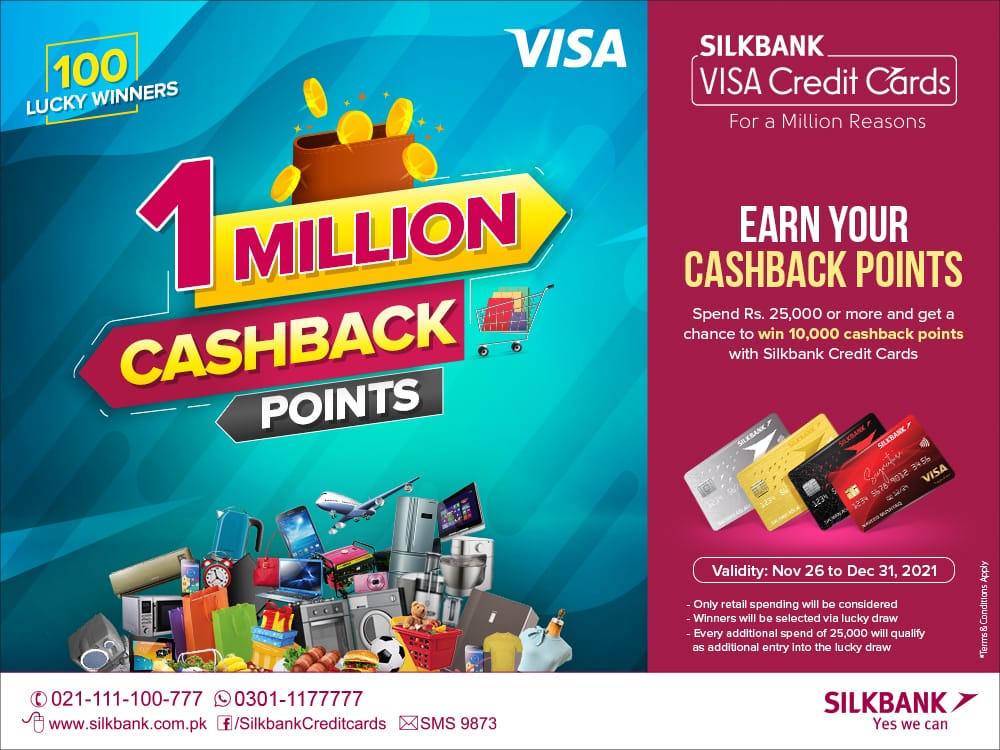 SilkbankLimited's tweet photo. Have a Blessed Friday! Spend Rs. 25,000 or more with Silkbank Credit Card to get a chance to win 10,000 cashback points.

Offer valid till 31st Dec 2021

Terms and Conditions apply

#SilkbankCreditCards #ForAMillionReasons #BlessedFriday #CashbackPoints https://t.co/fpqleVlJ0u