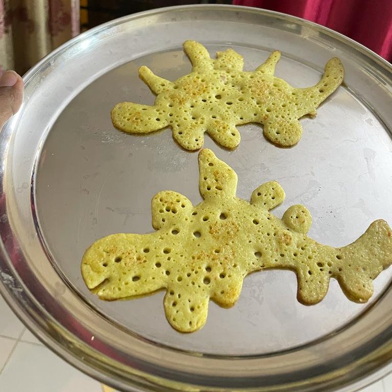 ahilapillai's tweet photo. Tried making dino-dosa ended up looking like dolphish-dino #dosaseries https://t.co/lKcptF62eO